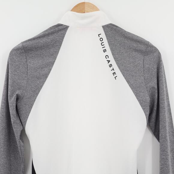 Louis Castel Women's Long Sleeve 1/2 Zip Golf Polo White/Grey/Black Sz 95 US S - Picture 4 of 9
